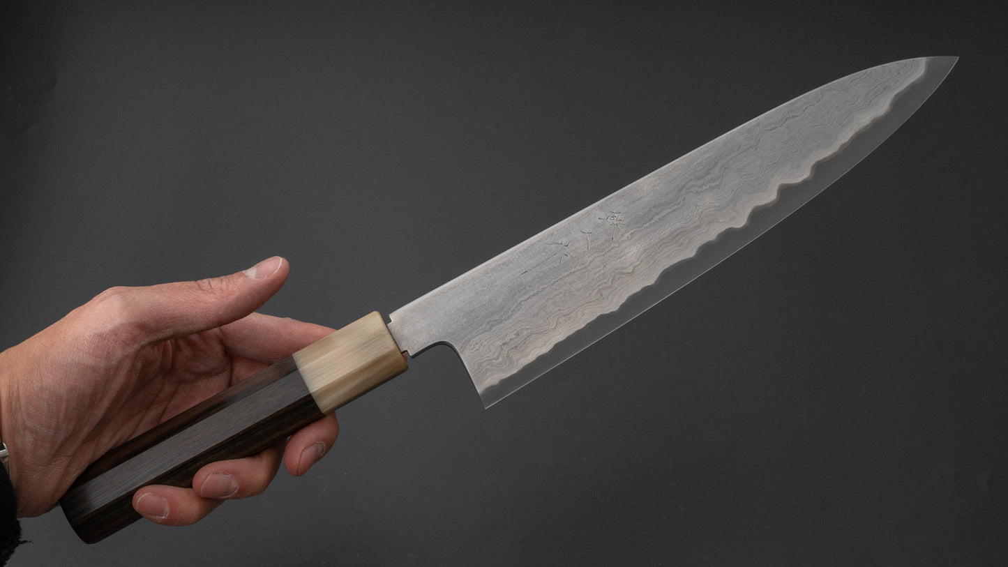 Tetsujin Blue #2 Metal Flow Gyuto 240mm Taihei Makassar Ebony Handle