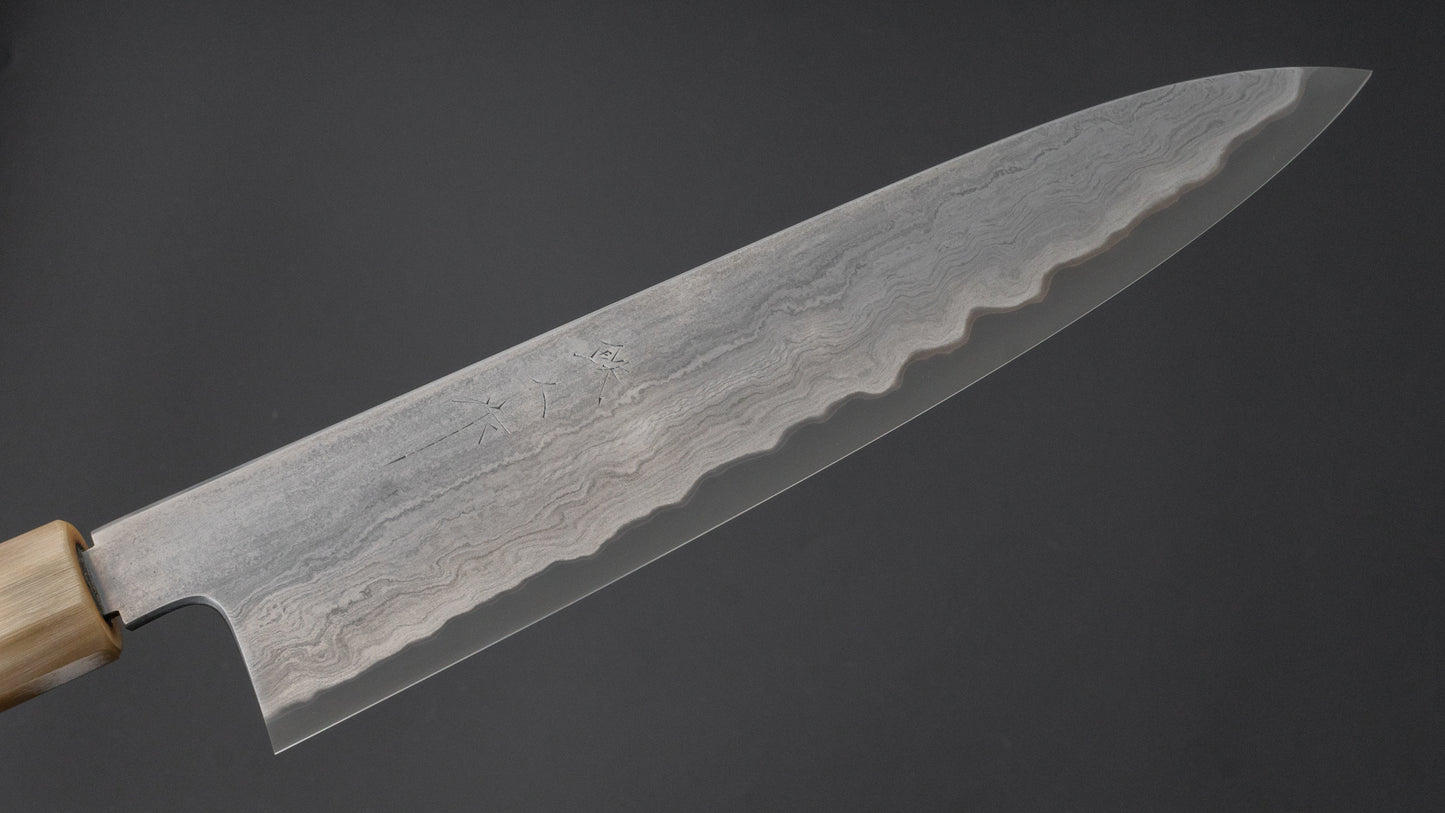 Tetsujin Blue #2 Metal Flow Gyuto 240mm Taihei Makassar Ebony Handle