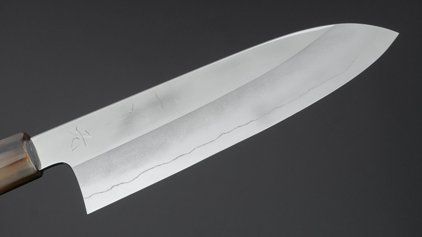Hitohira Kikuchiyo Rou Silver #3 Mirror Polished Santoku Ebony Handle