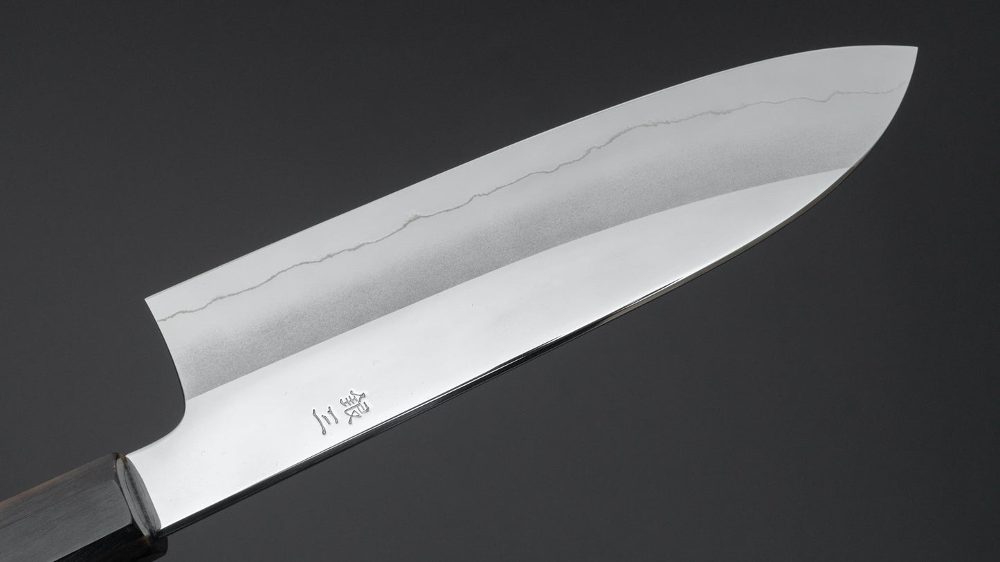 Hitohira Kikuchiyo Rou Silver #3 Mirror Polished Santoku Ebony Handle
