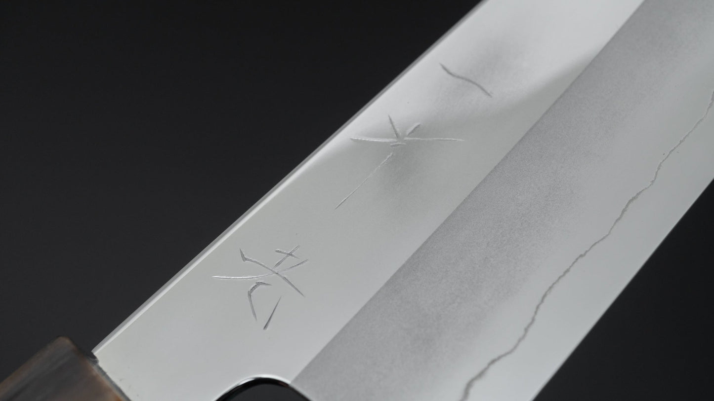 Hitohira Kikuchiyo Rou Silver #3 Mirror Polished Santoku Ebony Handle