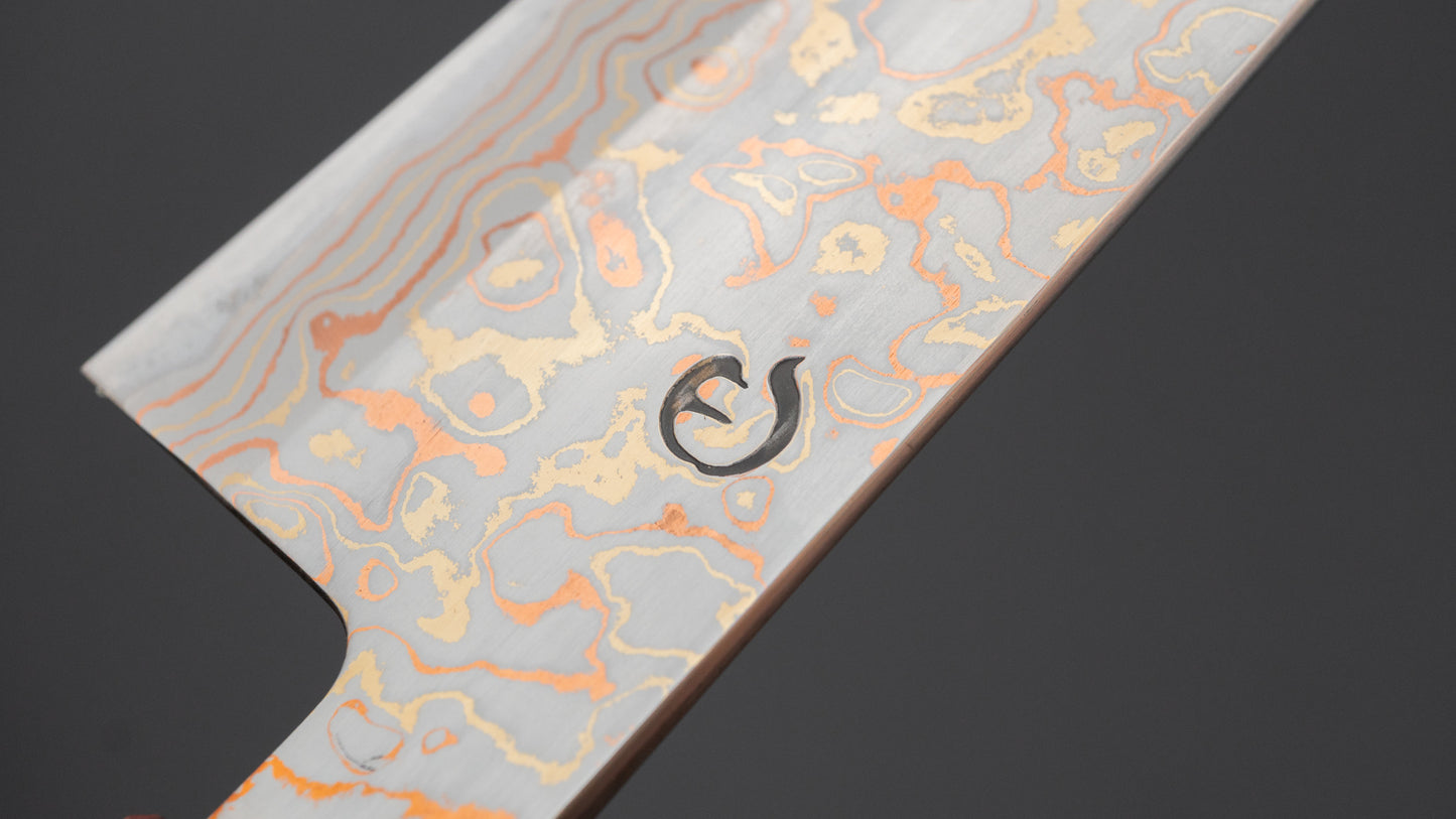 Hitohira Hinode Custom V-toku Rainbow Damascus Gyuto 240mm Padauk Handle