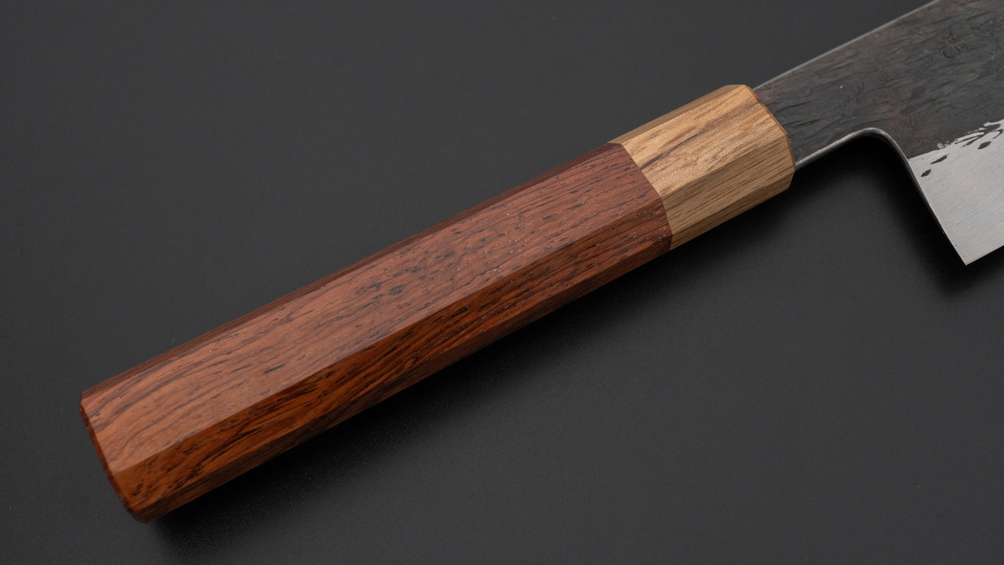 Isamitsu White #1 roestvrijstalen Kurouchi Santoku met 180 mm palissander handvat