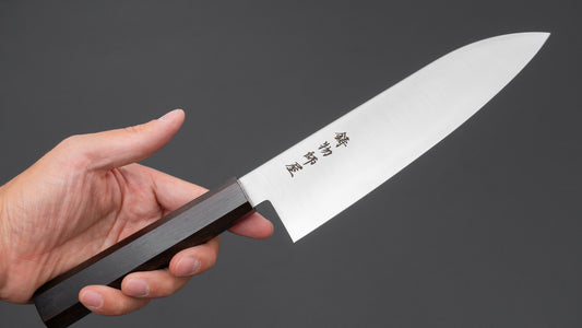 Hitohira Imojiya TH roestvrijstalen Santoku 180 mm ebbenhouten handvat (Wa)
