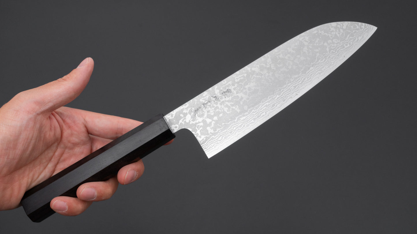 Makoto Kurosaki VG7 Damascus Santoku 165mm Ebony Handle