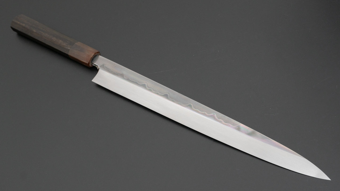 Hitohira Togashi White #1 Sanbonsugi Mizu Honyaki Yanagiba 330mm Taihei Ebony Handle (Saya)