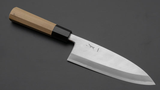 Hitohira Kikuchiyo Manzo Blue #2 Deba 165 mm Ho houten handvat (Saya)