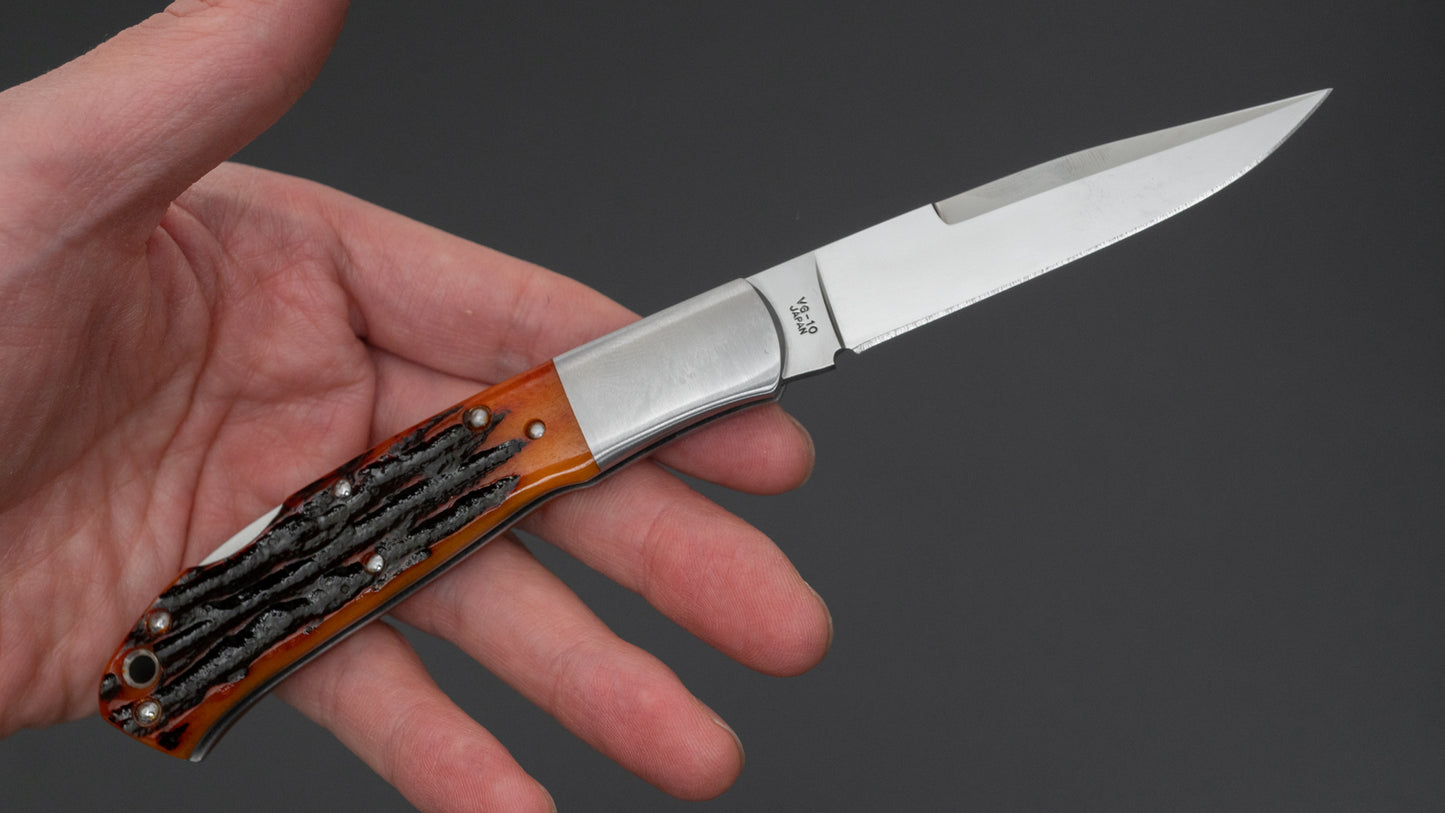 MOKI Kronos Folding Knife Large Stag Handle