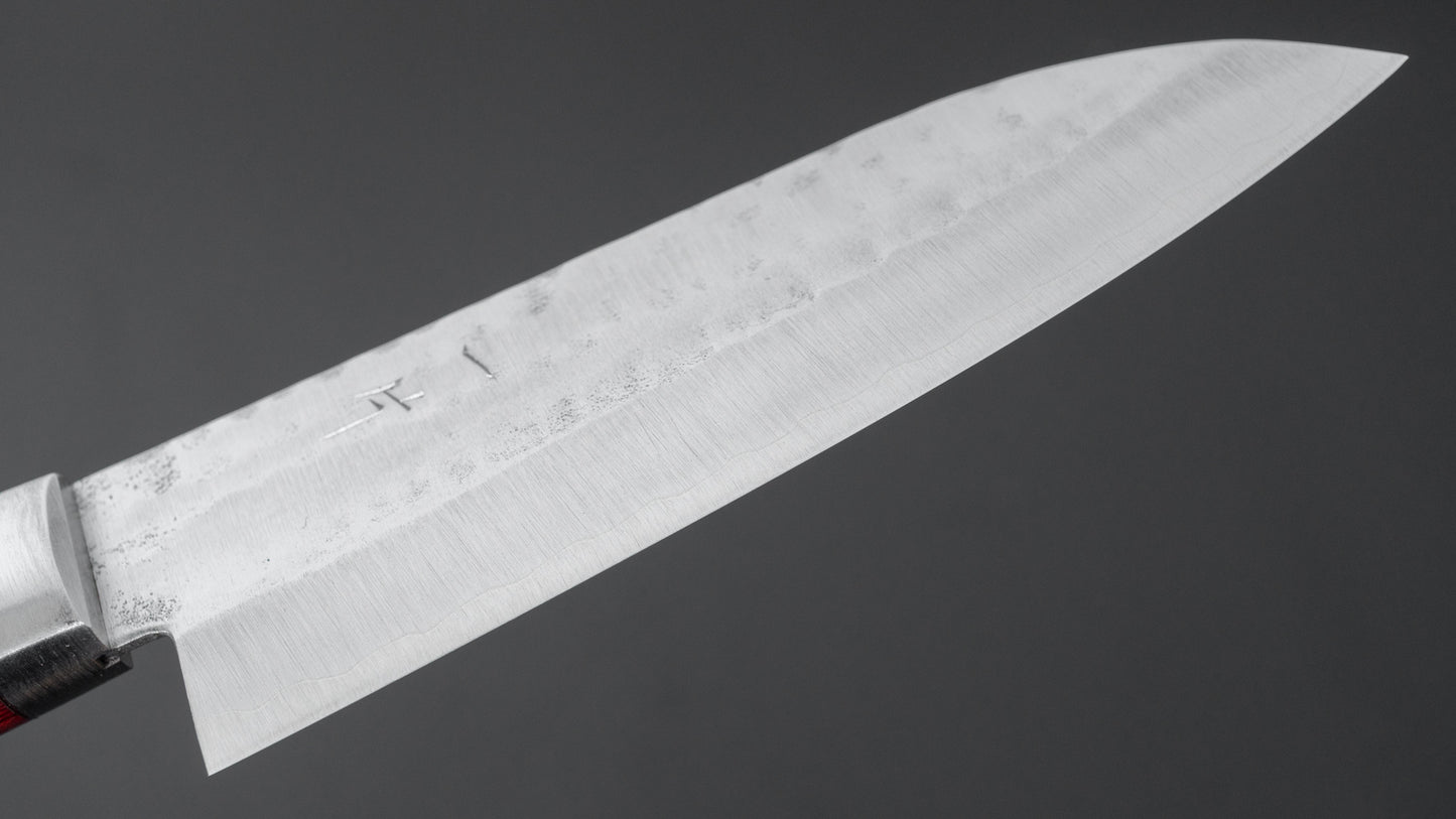 Hitohira NM Tsuchime Santoku 130mm Pakka Handle (Red)