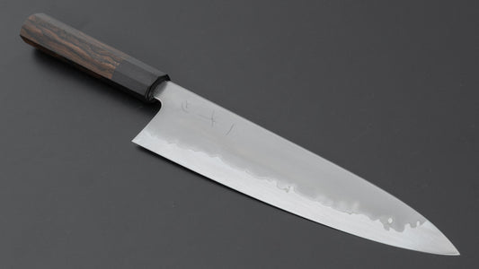 Hitohira Tanaka Izo Blue #1 roestvrijstalen Gyuto 240 mm Ziricote-handgreep