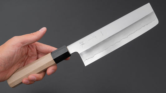 Hitohira Kikuchiyo Ren Zilver #3 Nakiri 180 mm Ho houten handvat