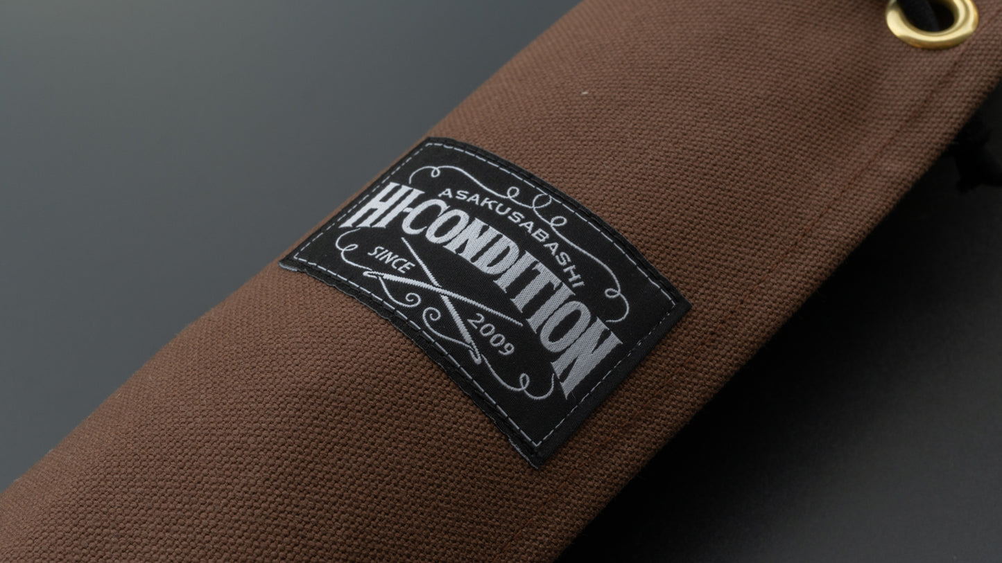 Hi-Condition Hanpu Canvas 6 Pockets Knife Roll Brown