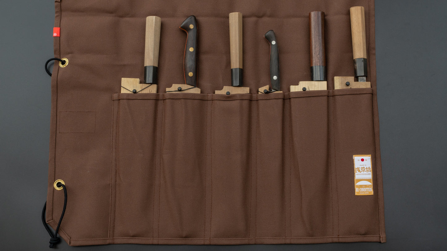 Hi-Condition Hanpu Canvas 6 Pockets Knife Roll Brown