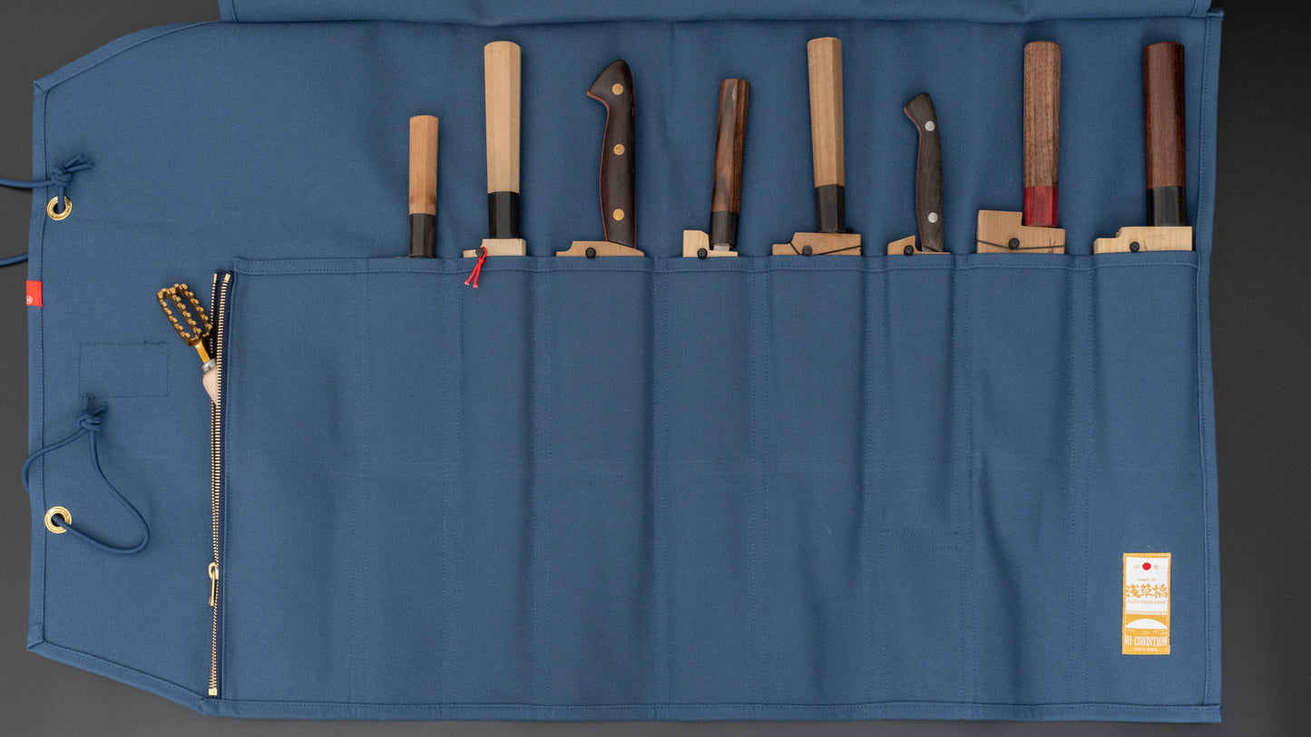 HI-CONDITION Hanpu Canvas 9-zakken messenrol Indigo