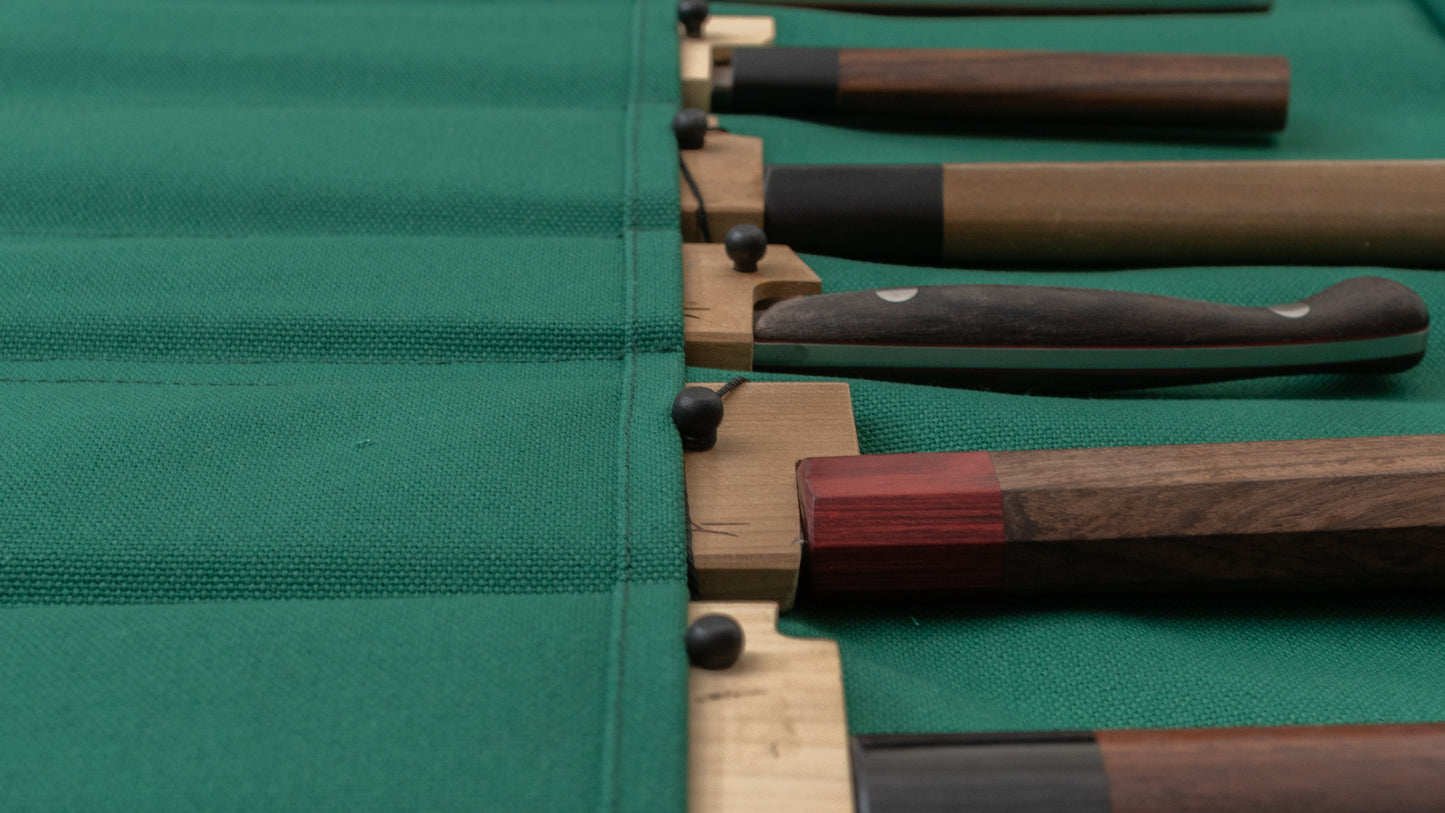 HI-CONDITION Hanpu Canvas 9 Pockets Knife Roll Mid Green