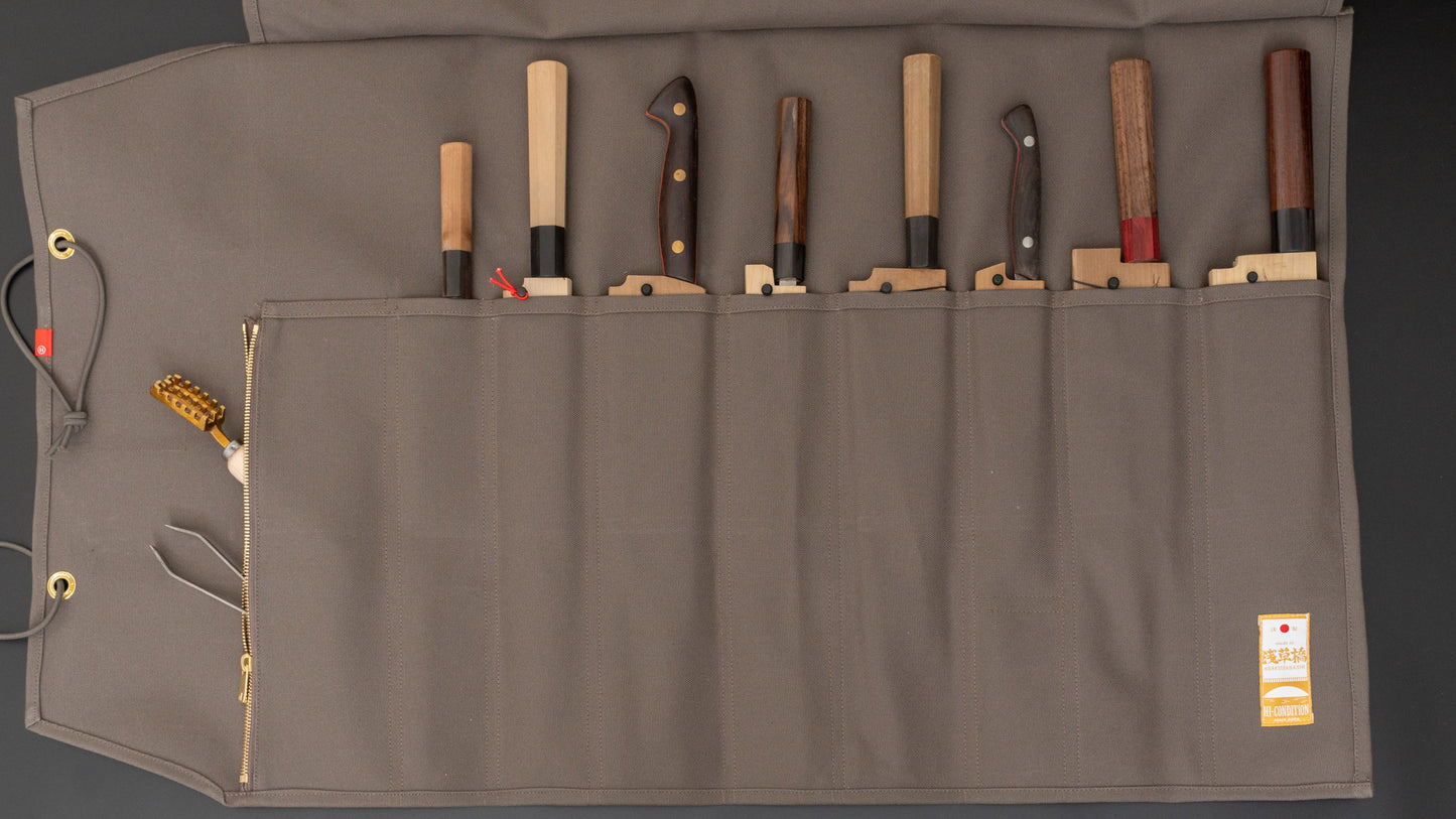 HI-CONDITION Hanpu Canvas 9 Pockets Knife Roll Dark Gray