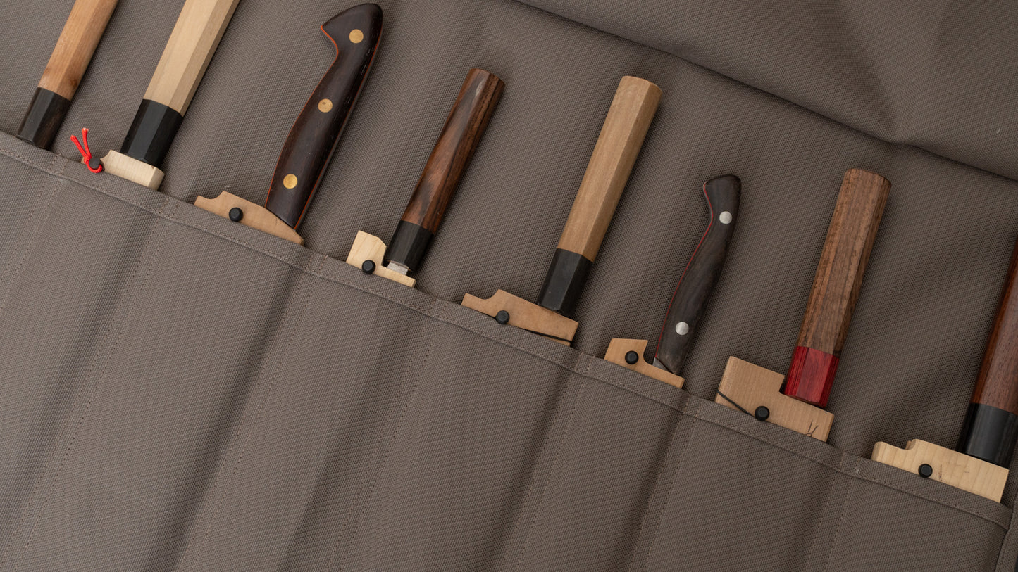 HI-CONDITION Hanpu Canvas 9 Pockets Knife Roll Dark Gray