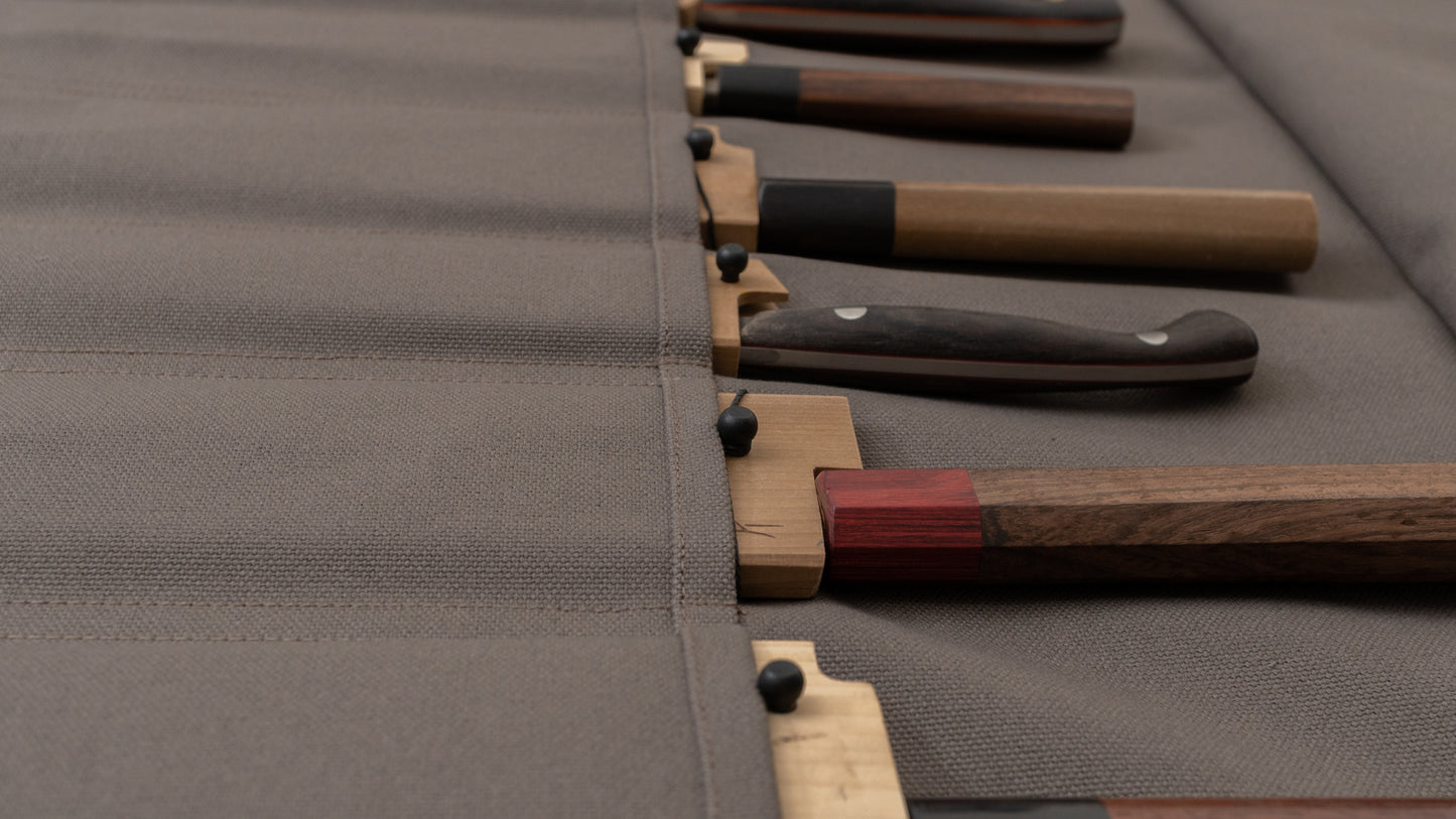 HI-CONDITION Hanpu Canvas 9 Pockets Knife Roll Dark Gray