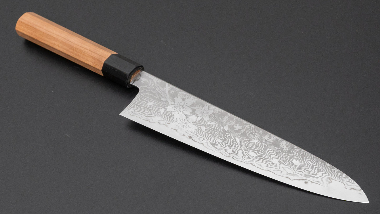 Hitohira Kikuchiyo Rou VG10 Sakura Damascus Gyuto 240mm Sakura Handle
