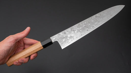 Hitohira Kikuchiyo Rou VG10 Sakura Damascus Gyuto 240mm Sakura Handle