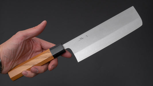 Hitohira Echizen SG2 Nakiri 165 mm Keyaki Zelkova-handvat