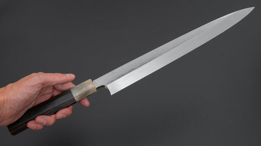 Hitohira Togashi Blue #2 Notaremon Mizu Honyaki Yanagiba 300mm Taihei Makassar Ebony Handle (Saya)