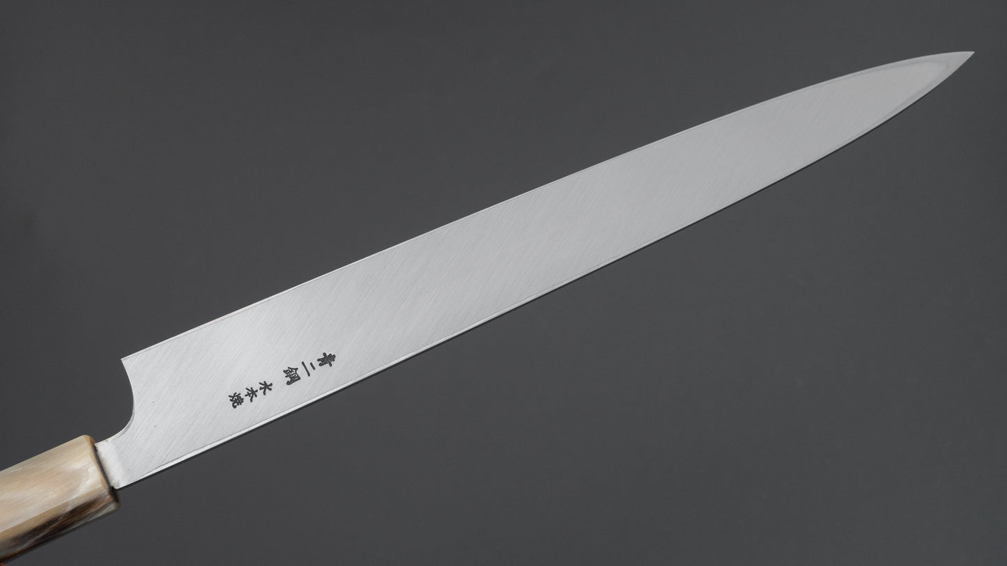 Hitohira Togashi Blue #2 Notaremon Mizu Honyaki Yanagiba 300mm Taihei Makassar Ebony Handle (Saya)