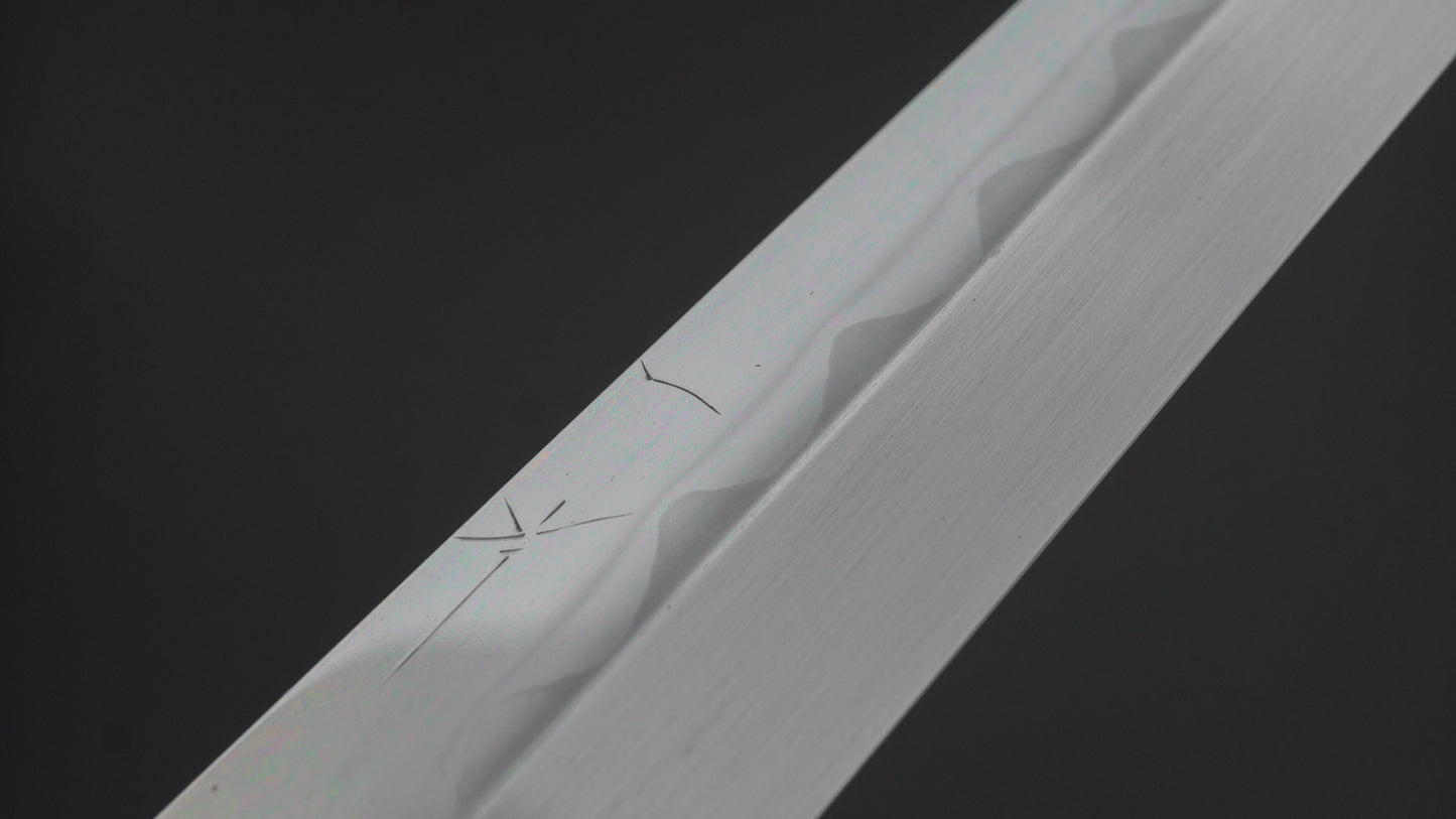 Hitohira Togashi Blue #2 Notaremon Mizu Honyaki Yanagiba 300mm Taihei Makassar Ebony Handle (Saya)