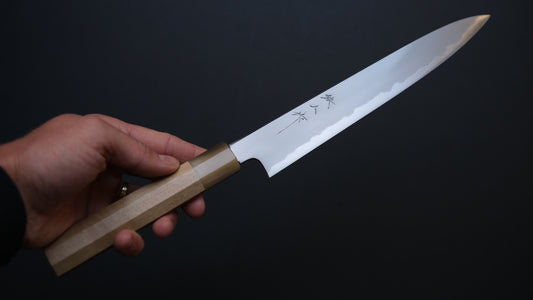 Tetsujin Blue #2 Kasumi Sujihiki 240mm Taihei Ho wood handle (Blond)