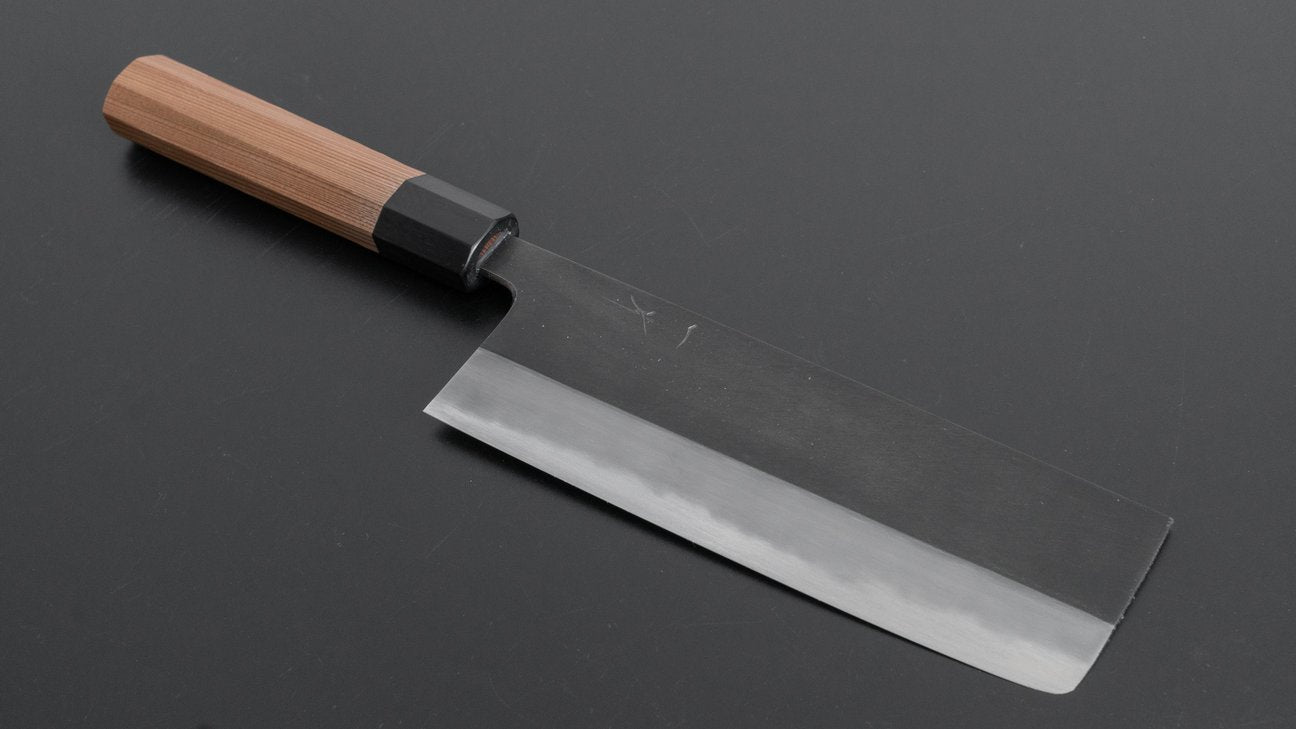 Hitohira Tanaka Kyuzo Blue #1 Kurouchi Nakiri 180mm Yakusugi Cedar Handle