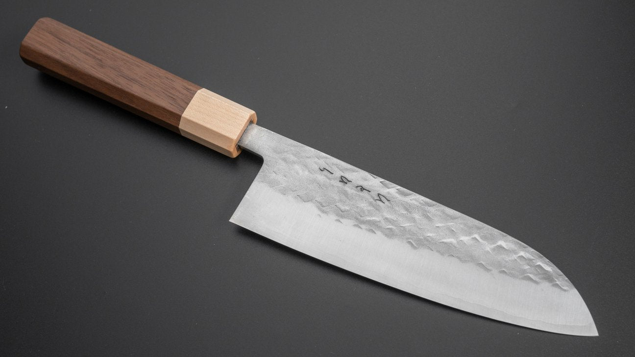 Hitohira TD SLD Tsuchime Santoku 165 mm walnoot handvat