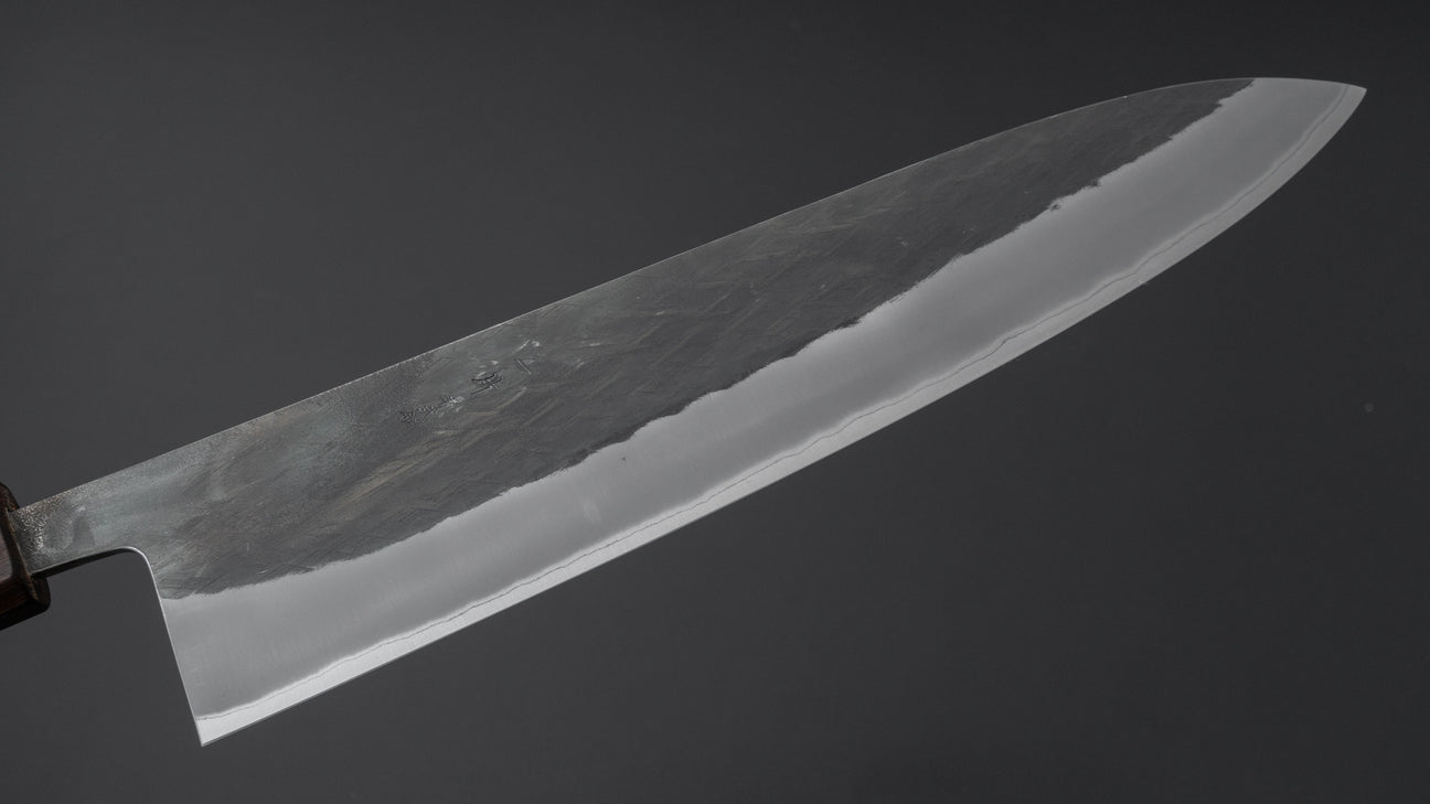Hitohira TD Blue #2 roestvrij beklede Kurouchi Gyuto 240 mm Padauk-handgreep