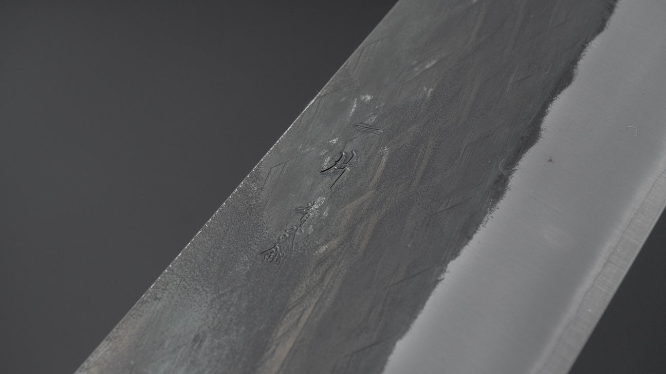 Hitohira TD Blue #2 roestvrij beklede Kurouchi Gyuto 240 mm Padauk-handgreep