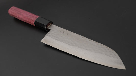 Hitohira NM Tsuchime Santoku 170mm Purpleheart Handle