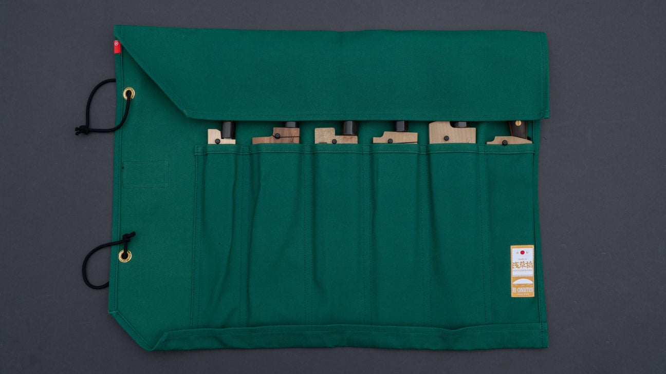 HI-CONDITION Hanpu Canvas 6 Pockets Knife Roll Mid Green