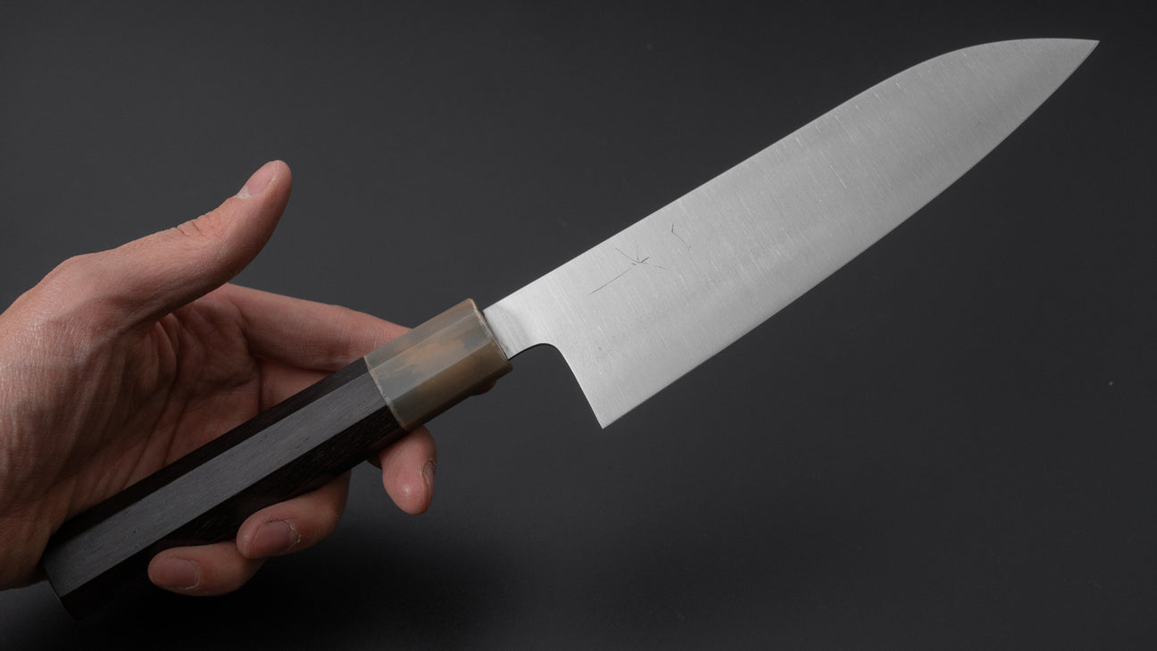 Hitohira Ashi Zweedse roestvrijstalen Santoku 165 mm ebbenhouten handvat