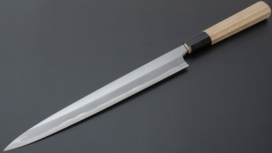 Hitohira Togashi Wit #1 Tachi Linkshandige Yanagiba 270 mm Ho Houten Handvat (Saya)