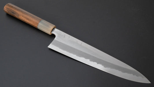 Hitohira Tanaka Kyuzo Blue #1 roestvrij beklede Gyuto 240 mm ziricote handgreep