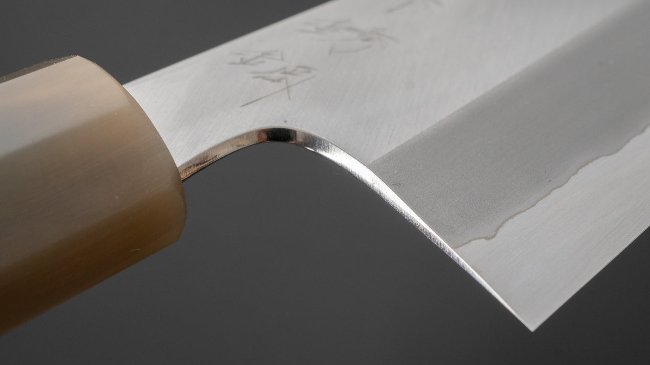 Hitohira Tanaka Kyuzo Blue #1 roestvrij beklede Gyuto 240 mm ziricote handgreep