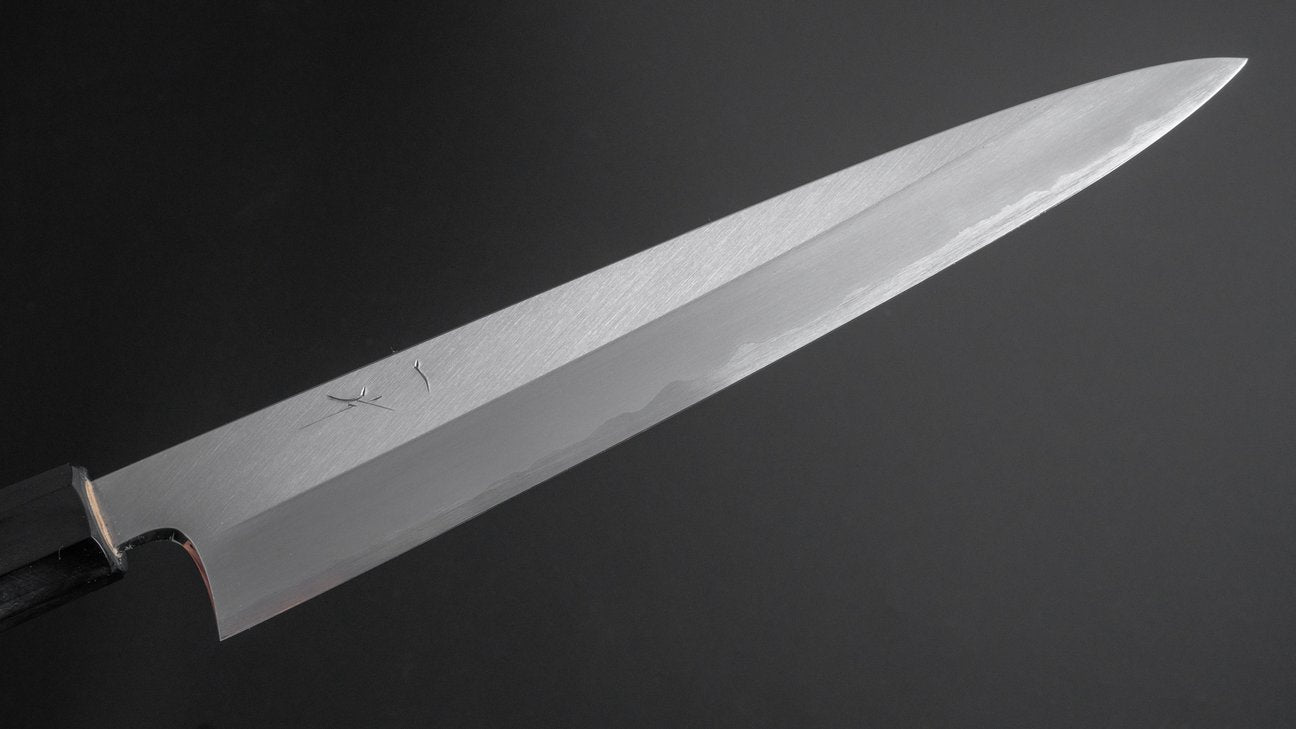 Hitohira Togashi White #1 Stainless Clad Migaki Sujihiki 240mm Ho Wood Handle