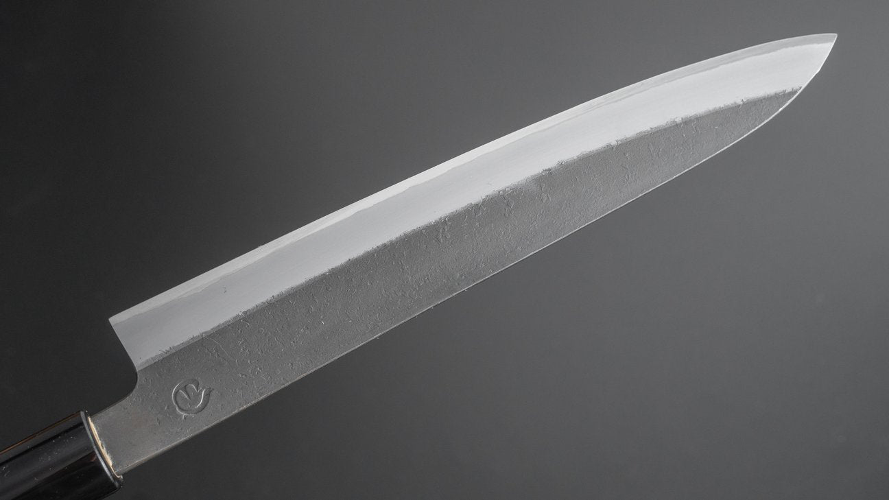 Hitohira Hinode Kurouchi Nashiji White #2 Stainless Clad Sujihiki 210mm Ho Wood Handle
