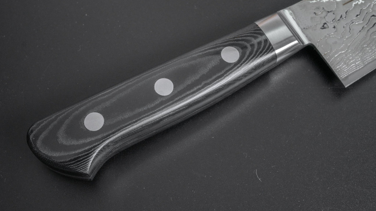 Hitohira FJ SG2 Nickel Damascus Black Gyuto 210mm Linen Micarta Handle