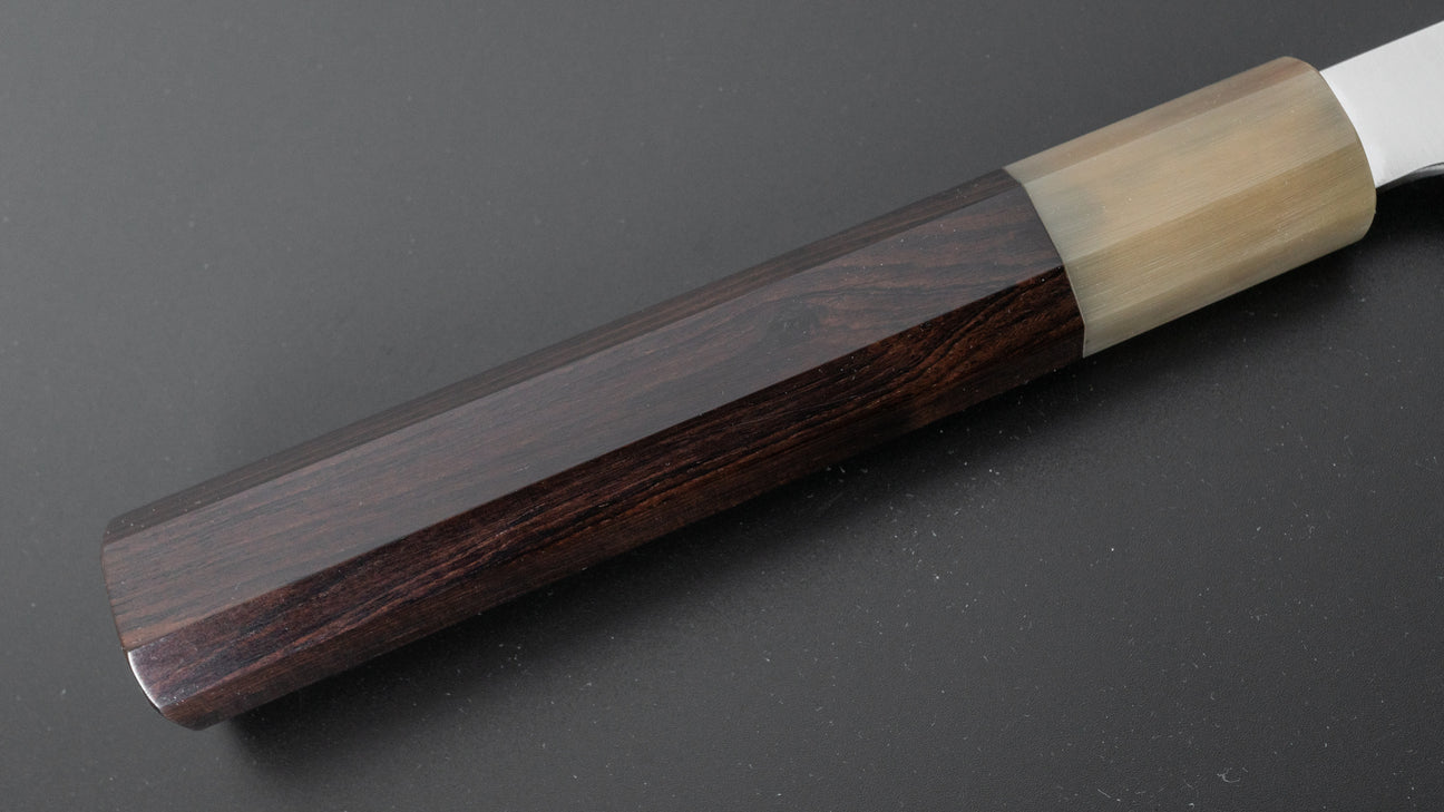 Hitohira Ashi Zweeds roestvrij Gyuto 210 mm ebbenhouten handvat