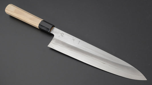 Hitohira Kikuchiyo Ren Zilver #3 Gyuto 240 mm Ho houten handvat