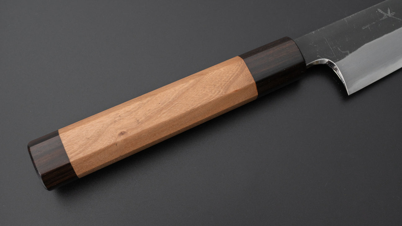 Hitohira Togashi Blue #2 Kurouchi Sujihiki 270mm Cherry Wood Handle (Ebony End)