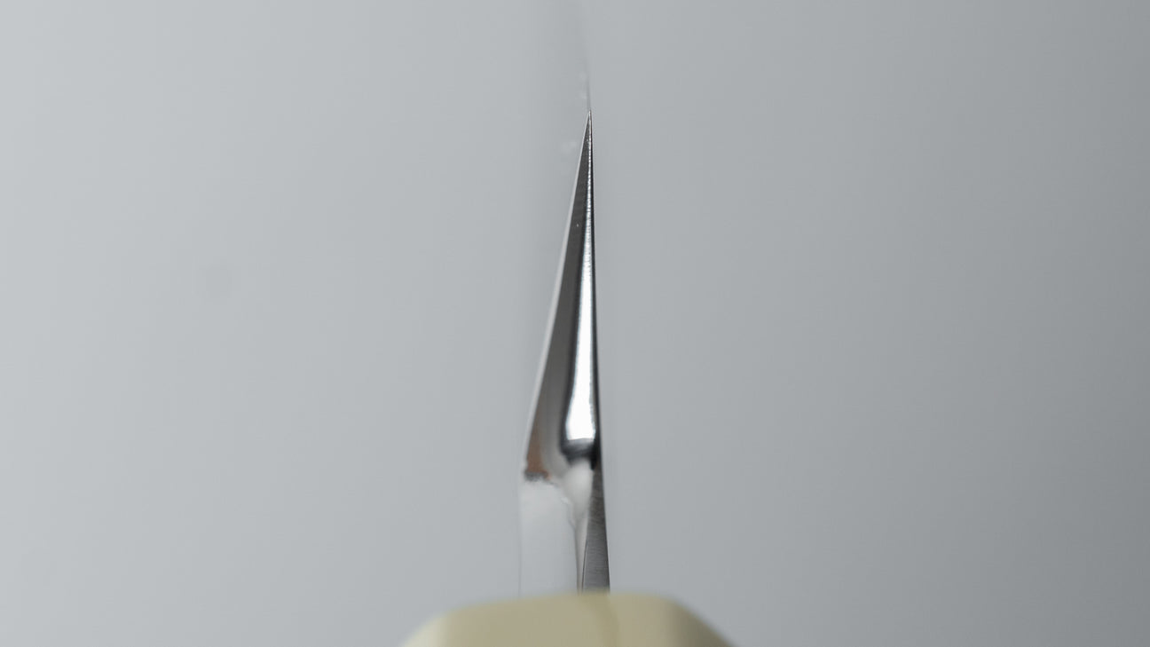 Hitohira Yamatsuka Mosuke Mirror Polished Ginsan Honyaki Yanagiba 270mm Lacquered Handle (Black and White/ Saya)