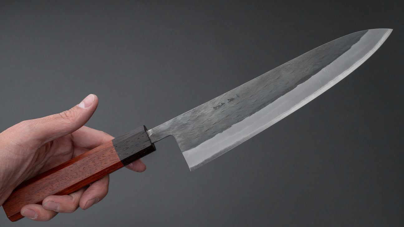 Hitohira TD Blue #2 Stainless Clad Kurouchi Gyuto 210mm Padauk Handle