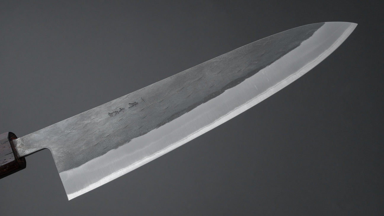 Hitohira TD Blue #2 Stainless Clad Kurouchi Gyuto 210mm Padauk Handle