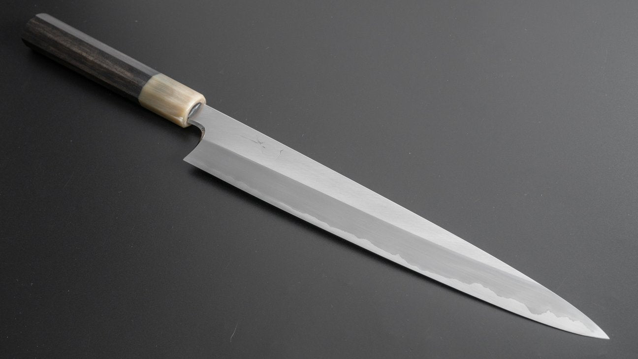 Hitohira Togashi White #1 Stainless Clad Sujihiki 270mm Taihei Ebony Handle