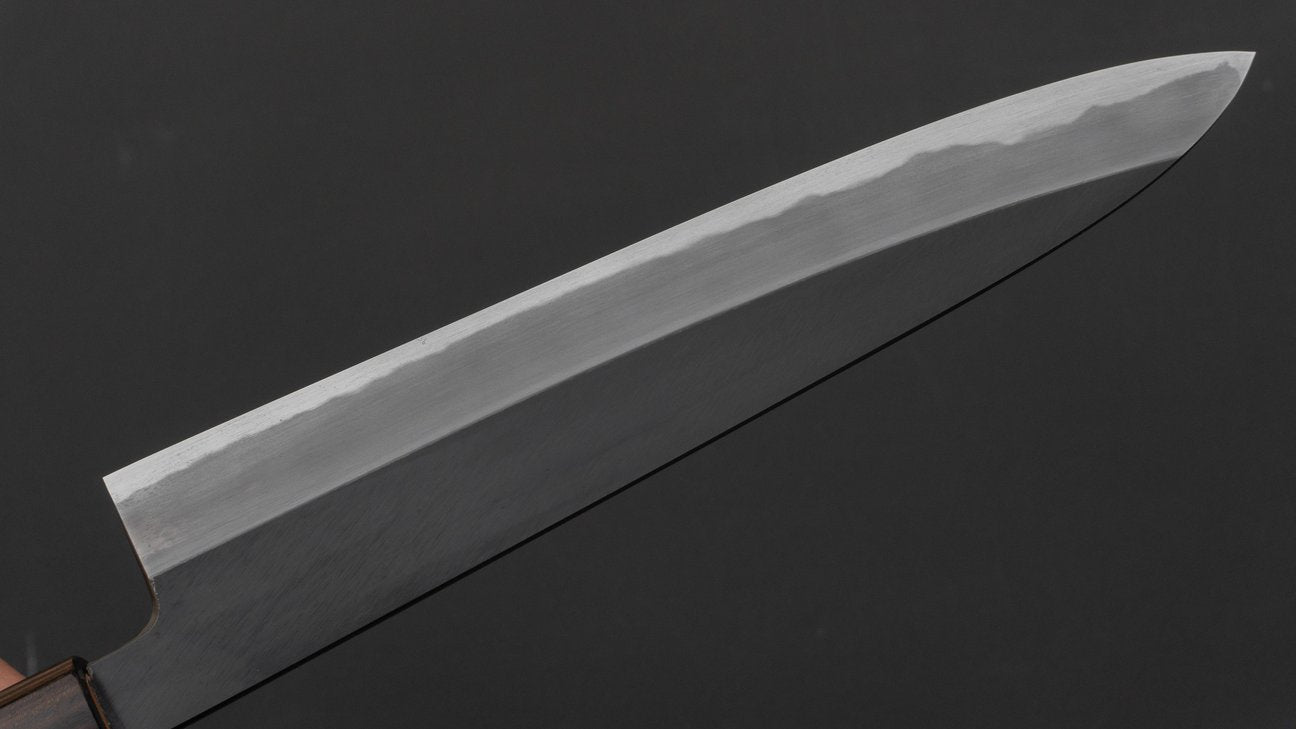 Hitohira Kikuchiyo Kyuzo Wit #2 Kurouchi Gyuto 240 mm kersenhouten handvat